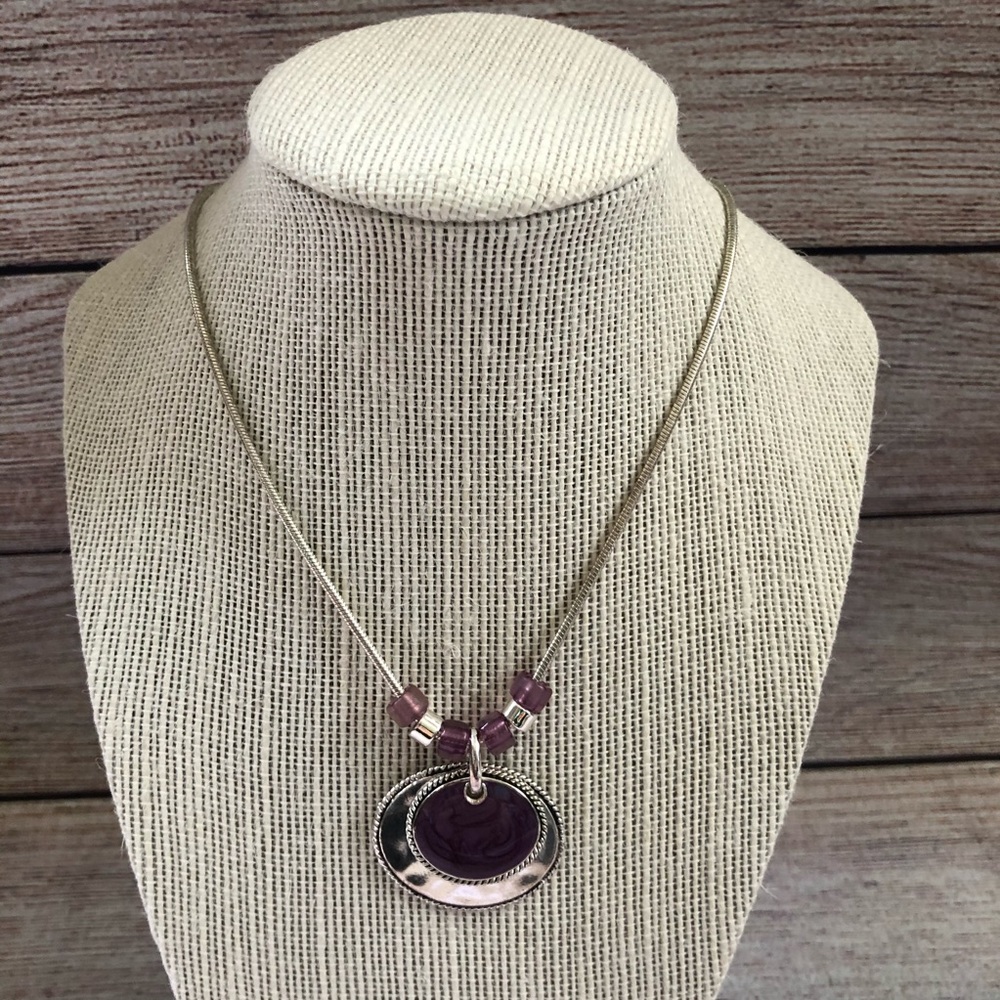 Kenneth Cole Purple Stone Silver necklace
